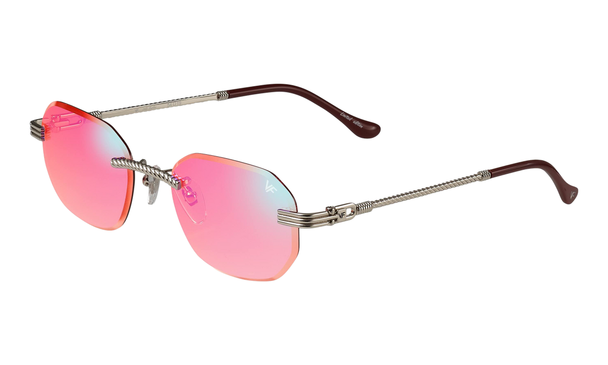 Hustler Rimless Drill Mount 24KT White Gold / Candy Pink Multiflash DMHU2 0055 45D2