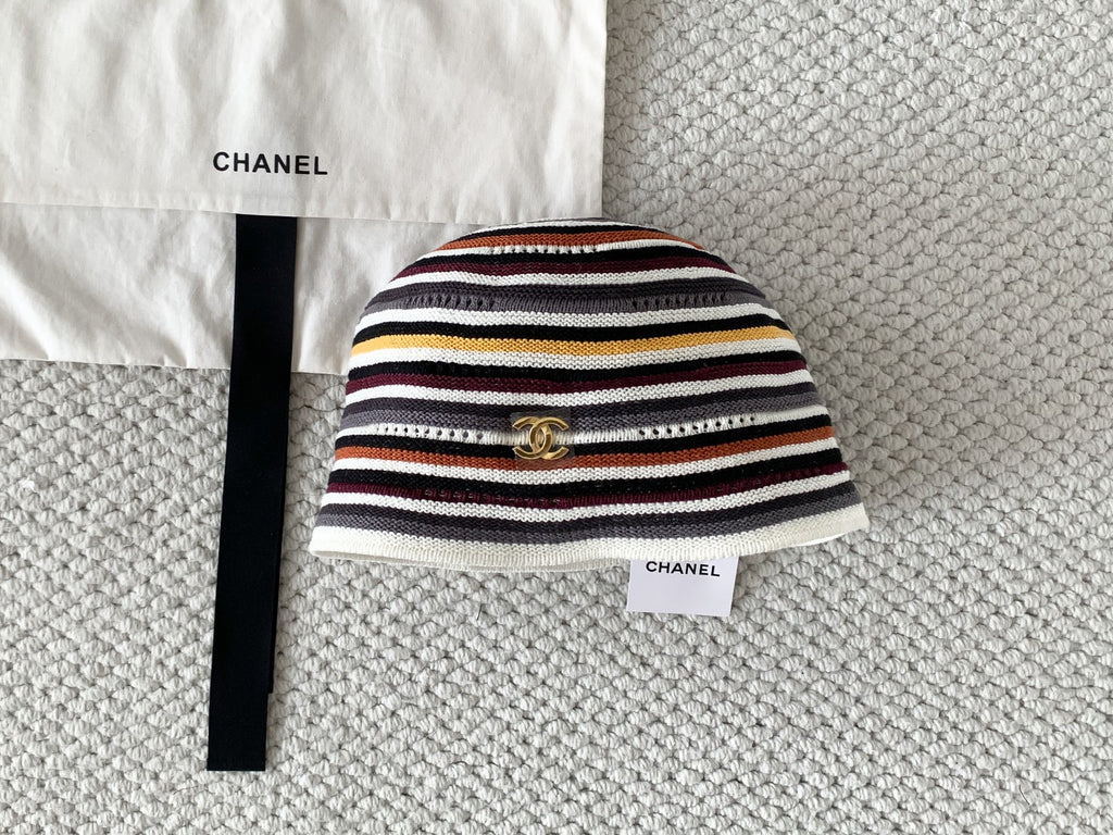 Chanel Cloche Hat Cotton Mixed Fibers Metal Multicolor #384926