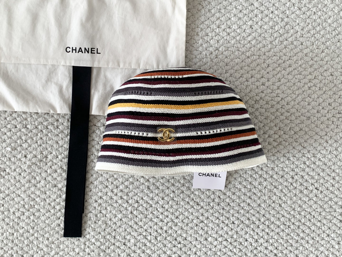 Chanel Cloche Hat Cotton Mixed Fibers Metal Multicolor #384926