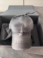 Balenciaga Men's and Women's Gray Twill Rivet Design Cotton Duck Hat Cap #73644
