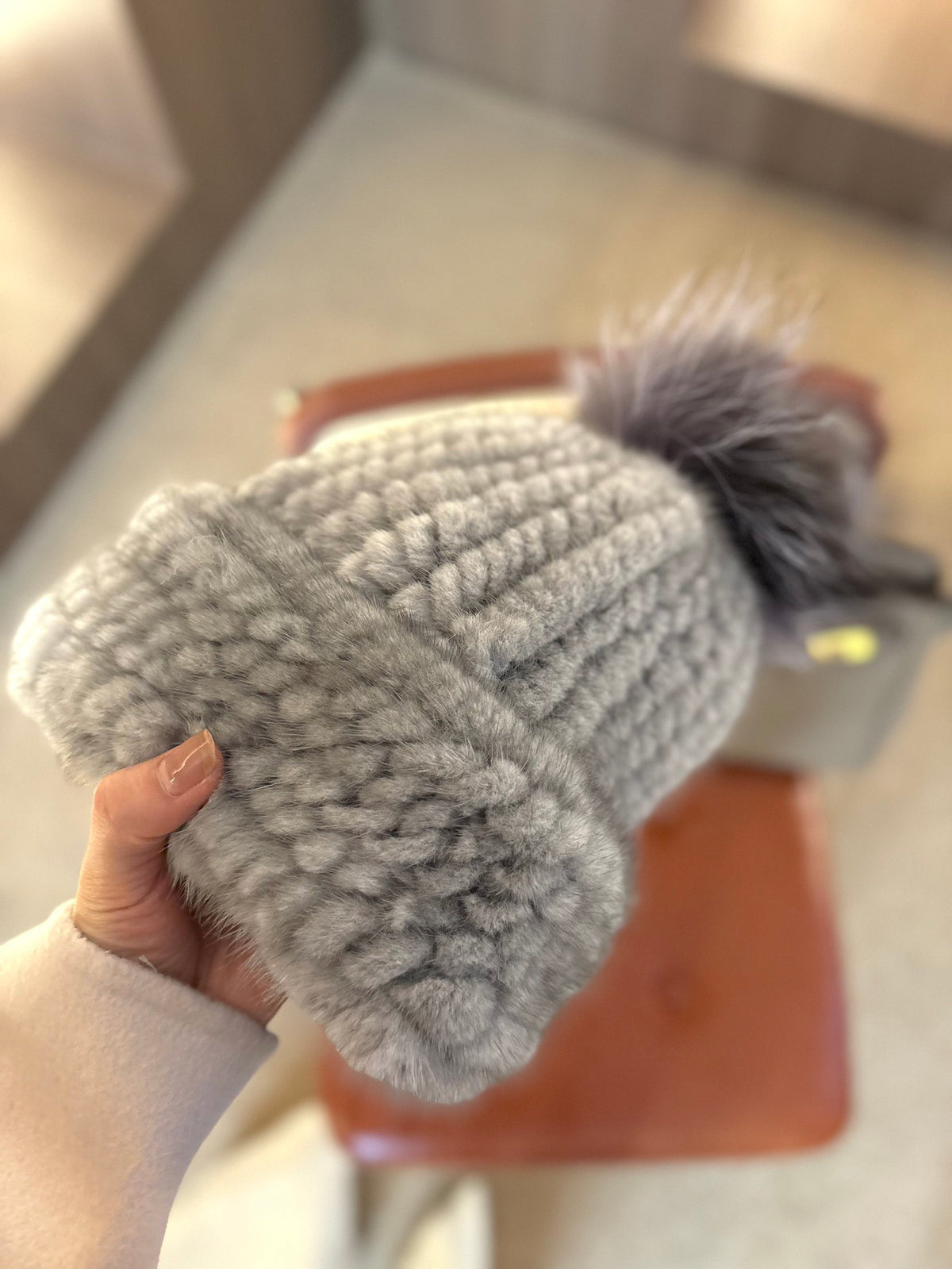 Dior Mink Knitted Patchwork Fur Ball Fur Hat #334275