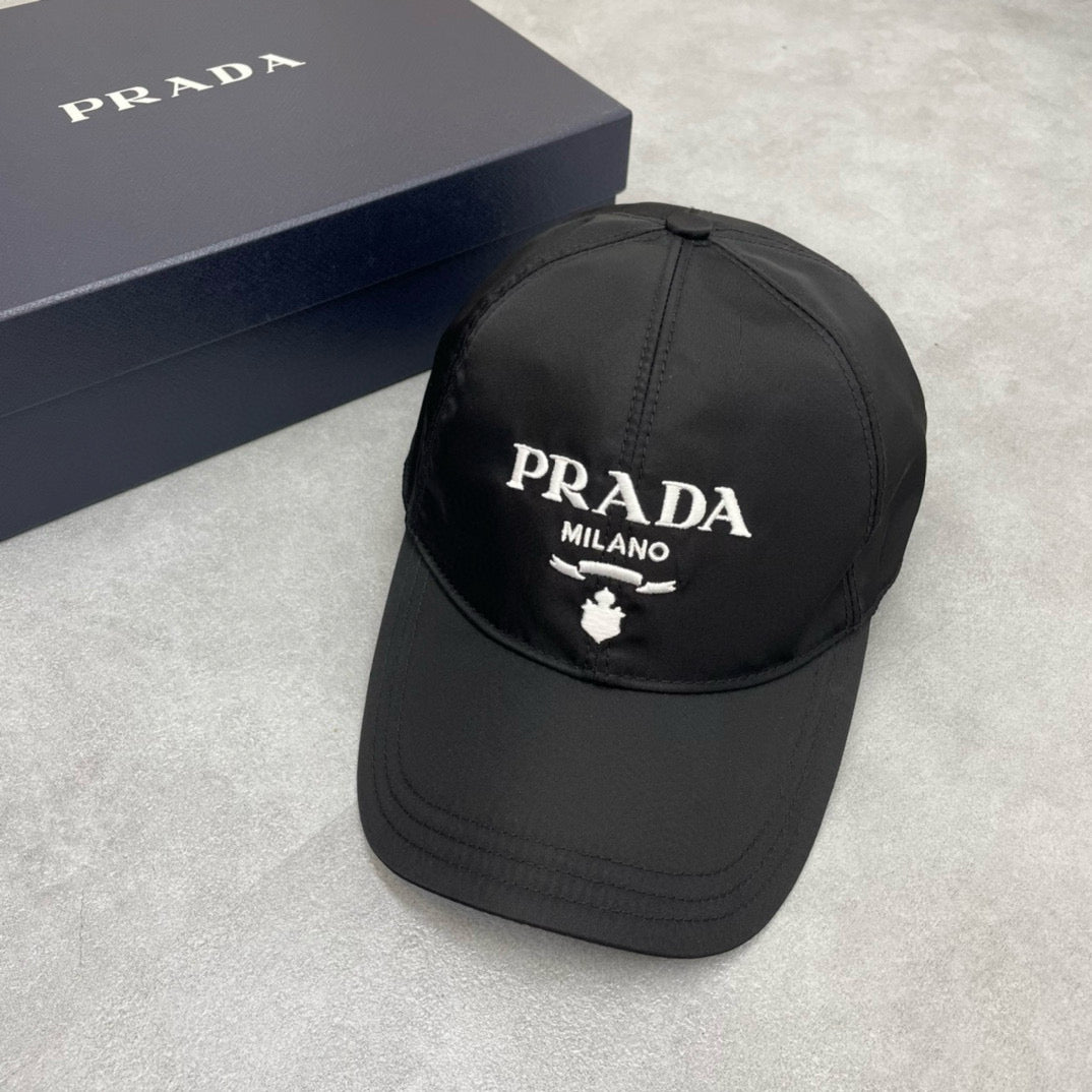 Prada Men's Logo Embroidery Pattern Printed Solid Color Nylon Duck Cap Hat #75813