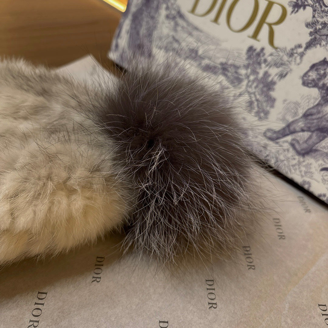 Dior Mink Knitted Patchwork Fur Ball Fur Hat #334275