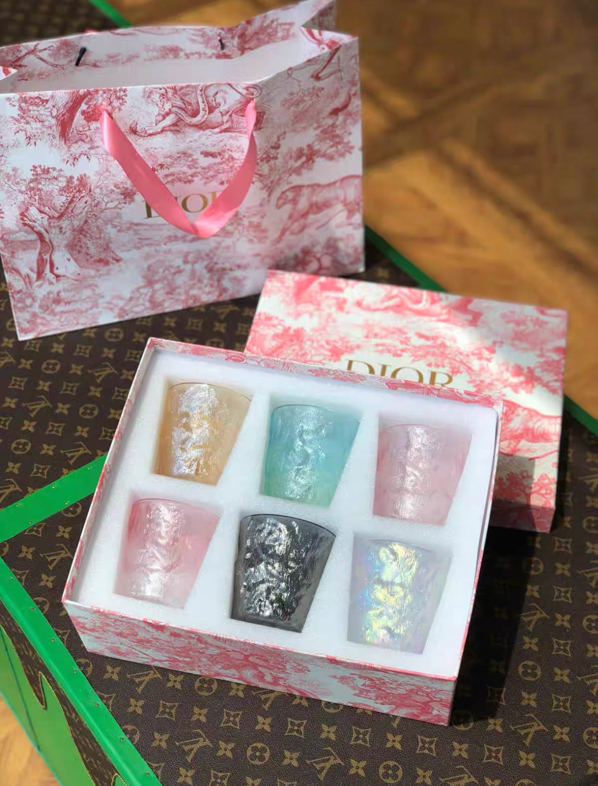 Iridescent Crystal Tumbler Glass Set 6 Pieces