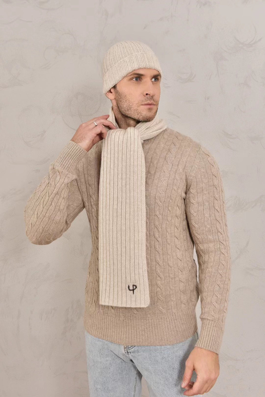 Loro Piana Cashmere Knit Hat Scarf Set #6664