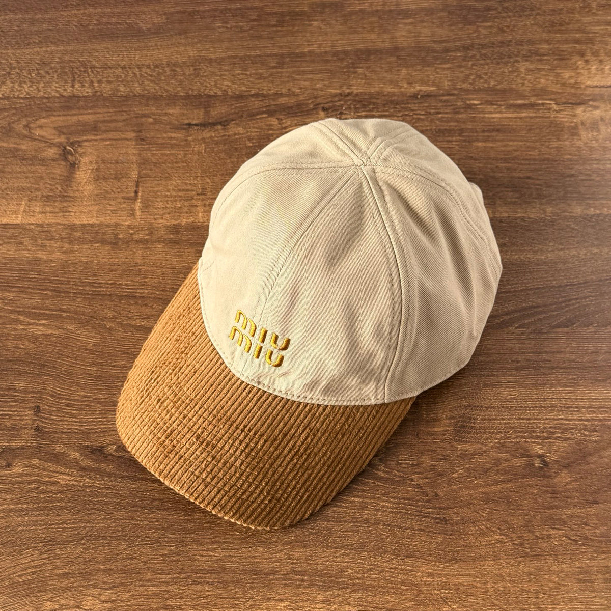 MiuMiu Men's And Women's Logo Embroidered Cotton Duckbill Cap Corduroy Two-Tone Baseball Cap Hat  Accessories #81472