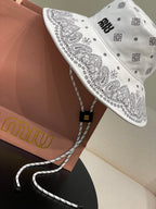 MiuMiu Women's Logo Printed Cotton Hat Solid Color Fisherman's Hat Cap #77629