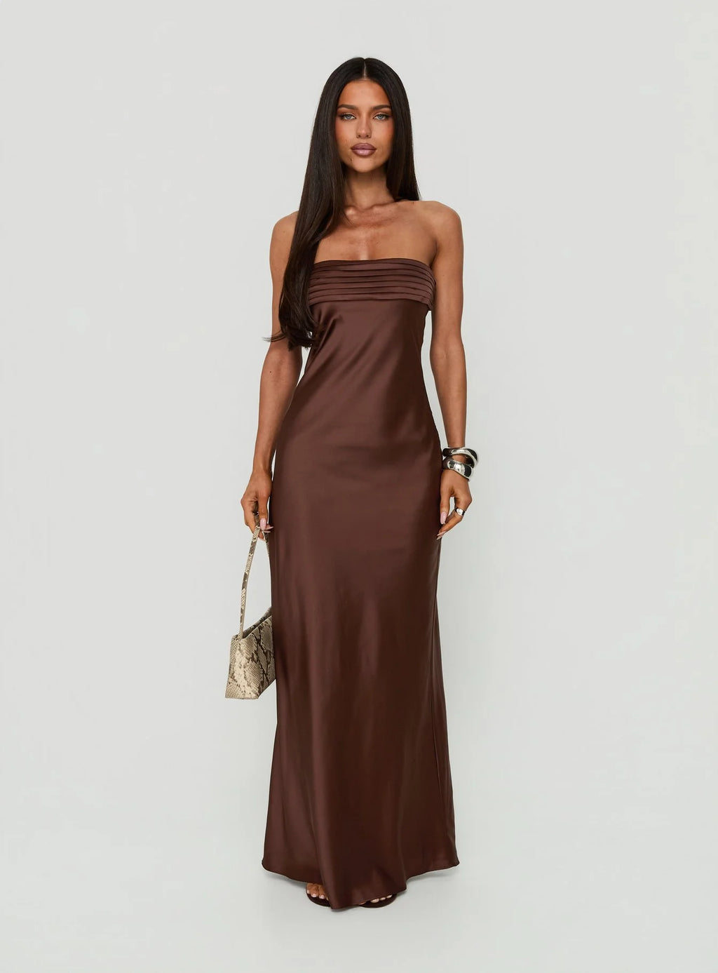 Khalotte Strapless Maxi Dress Brown