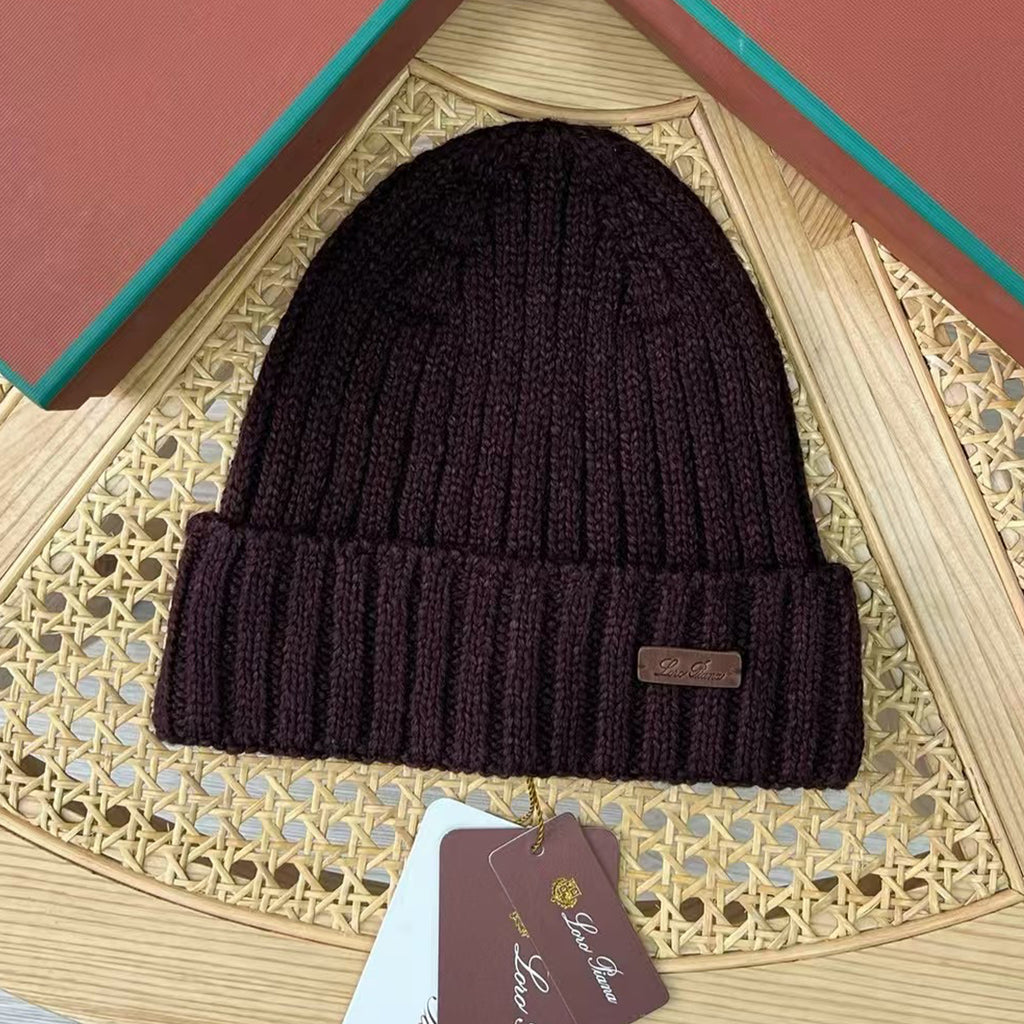 Loro Piana Moltrasio Beanie Men's And Women's Fashion Trend Knitted Leather Label Warm Hat Autumn And Winter High Street Comfortable Hat  #81453