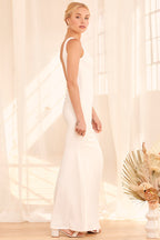 Into Your Heart White Button Back Mermaid Maxi Dress