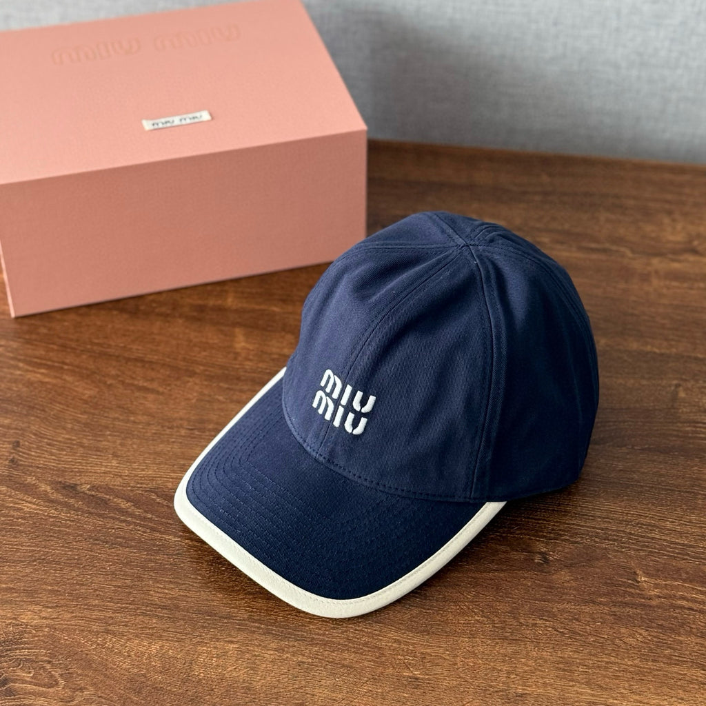 MiuMiu Men's and Women's Colorblocking Embroidered Lettered Duck Hat Cap #76438