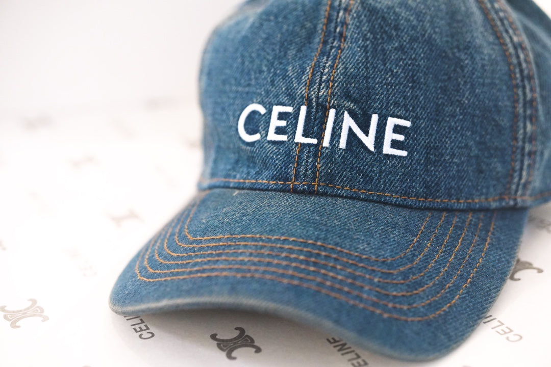 Celine Men Women Fashion Vintage Cowboy Letter Embroidery Baseball Cap Blue Casual Duck Hat #72129