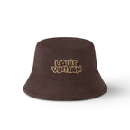Louis Vuitton Men's and Women's Solid Colour Embroidered Letter Printed Cowboy Duck Tongue Cap Fisherman's Hat #76721