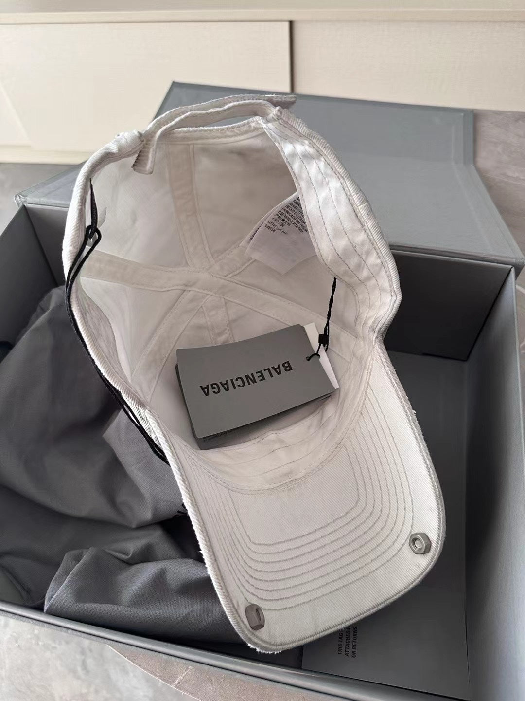 Balenciaga Men's and Women's Gray Twill Rivet Design Cotton Duck Hat Cap #73644