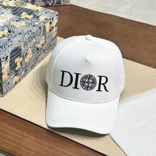 Dior Men's Solid Color Embroidered Monogrammed Duck Cap Hat #75445