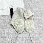 Chanel Men's and Women's Autumn and Winter Solid Color Sheep Leather Padded Cap Ears Hat #74597