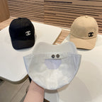 Chanel Men's and Women's Solid Color Embroidered Logo Cotton Duck Hat Cap #75368