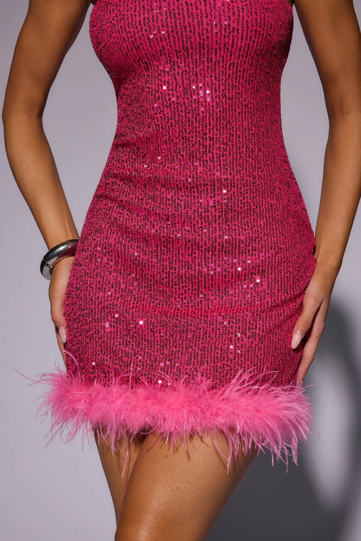 Twinkle Doll Sequin Strapless Mini Dress Pink