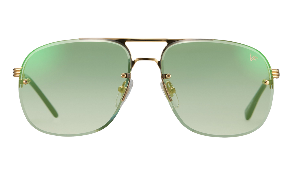 Snatch Bevel Rimless Drill Mount 18KT Yellow Gold / Pastel Green Gradient Flash Gold DMSN2 0003 48C3