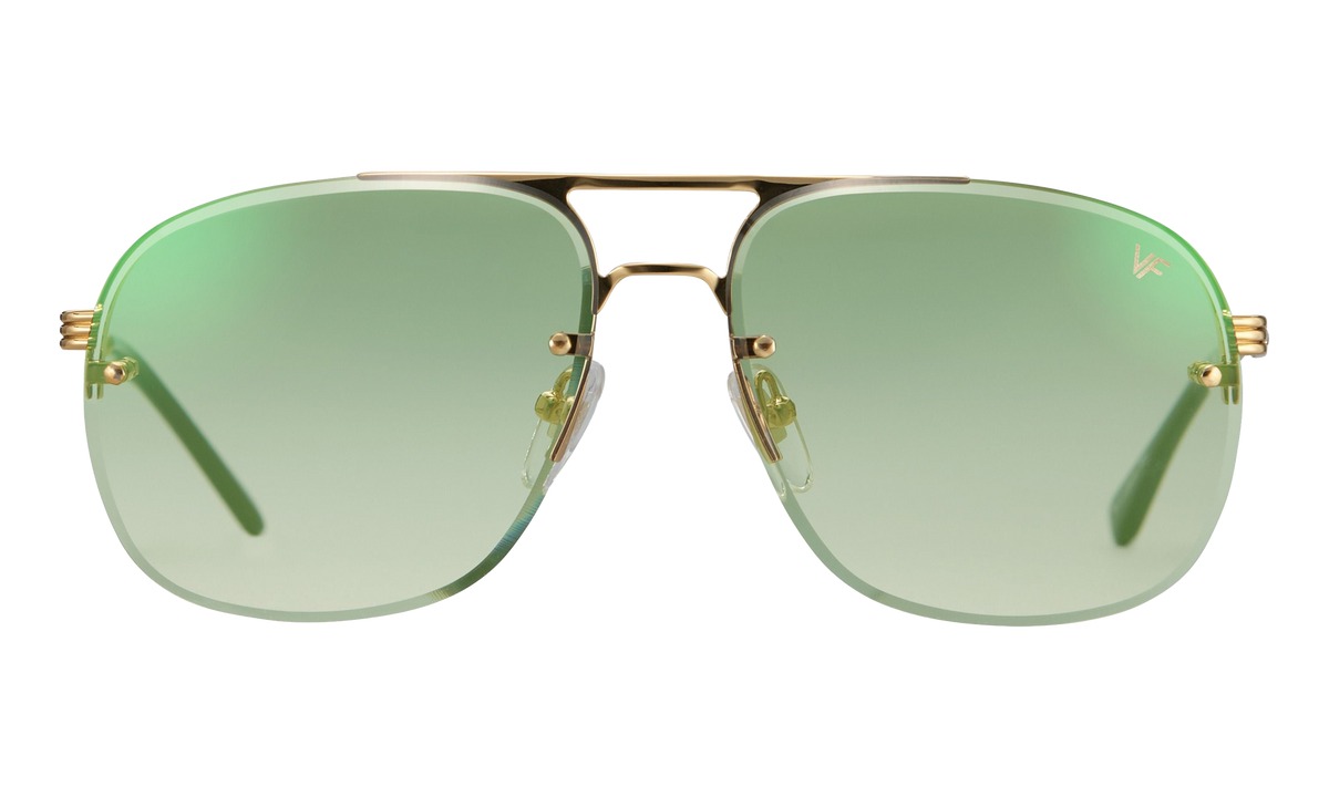 Snatch Bevel Rimless Drill Mount 18KT Yellow Gold / Pastel Green Gradient Flash Gold DMSN2 0003 48C3