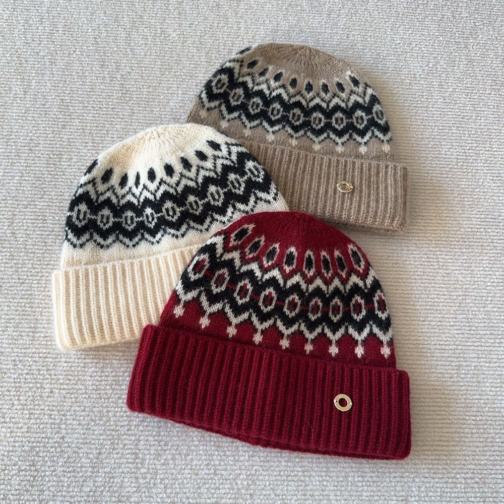 Loro Piana Vintage Jacquard Cashmere Hat #336663