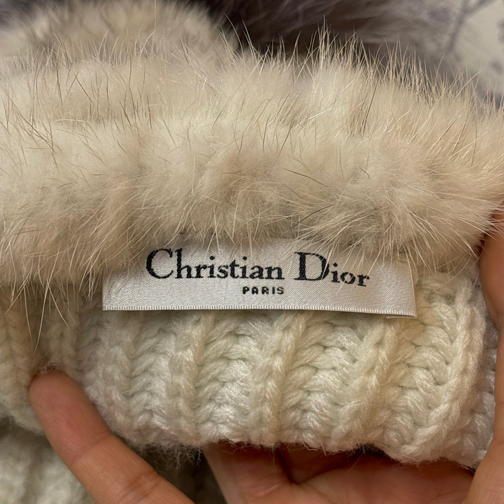 Dior Mink Knitted Patchwork Fur Ball Fur Hat #334275