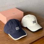 MiuMiu Men's and Women's Colorblocking Embroidered Lettered Duck Hat Cap #76438