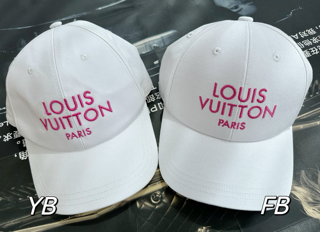 Louis Vuitton Men's and Women's White Monogrammed Embroidered Cotton Duck Cap Hat #72675
