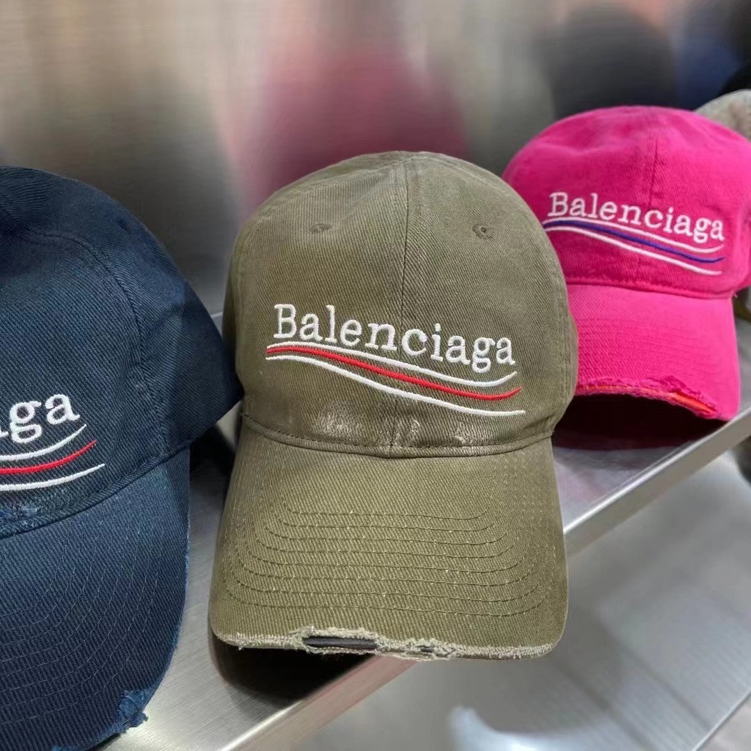 Balenciaga Men's and Women's Solid Color Embroidered Logo Design Cotton Duck Cap Hat #75313