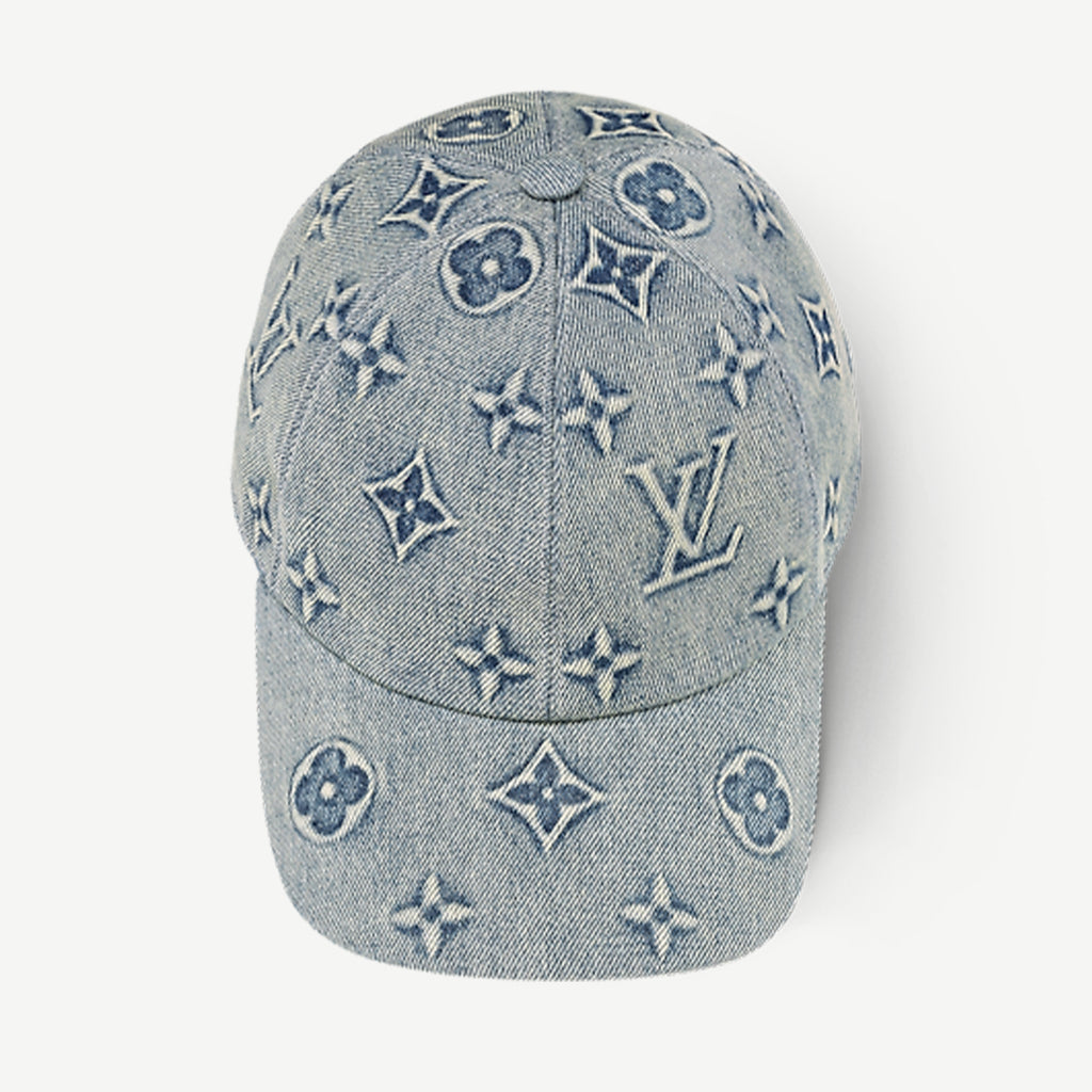Louis Vuitton Monogram Washed Denim Hat Leather Buckle Fashion Casual Cool Versatile Baseball Hat #71283