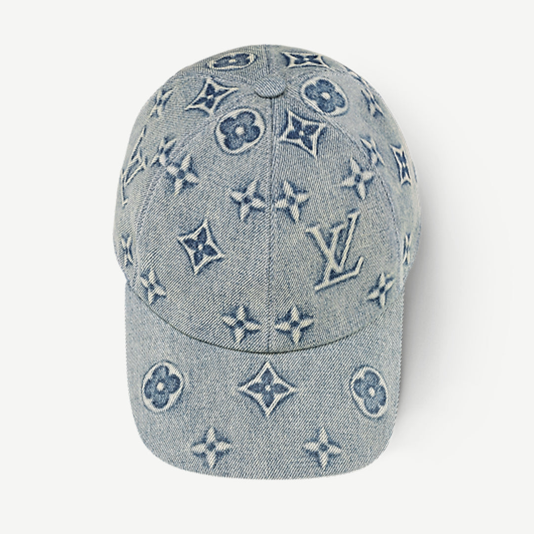 Louis Vuitton Monogram Washed Denim Hat Leather Buckle Fashion Casual Cool Versatile Baseball Hat #71283