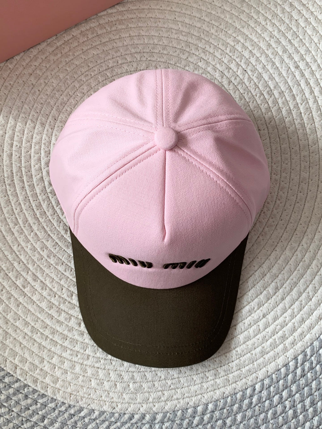 MiuMiu Men's and Women's Colorblocking Embroidered Lettered Duck Hat Cap #76282