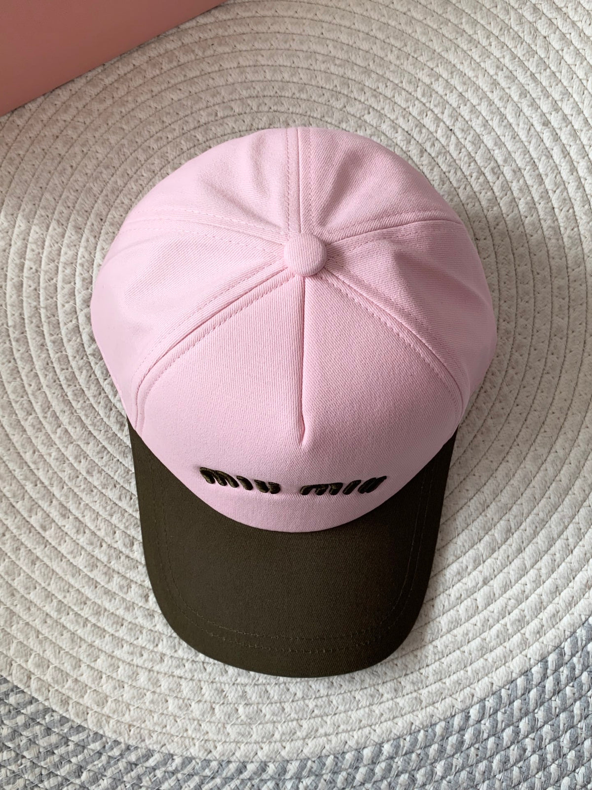 MiuMiu Men's and Women's Colorblocking Embroidered Lettered Duck Hat Cap #76282