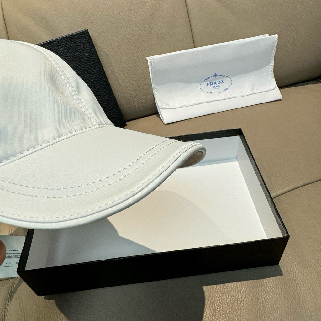 Prada Men's Metal Triangle Label Logo Solid Color Cowhide Baseball Cap Hat #75898