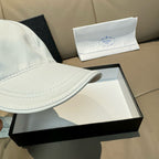 Prada Men's Metal Triangle Label Logo Solid Color Cowhide Baseball Cap Hat #75898