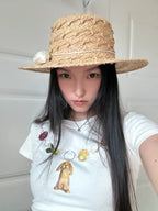 MiuMiu Women's Summer Solid Color Raffia Woven Straw Hat (please Contact Customer Service To Choose The Color For Purchase) #76549