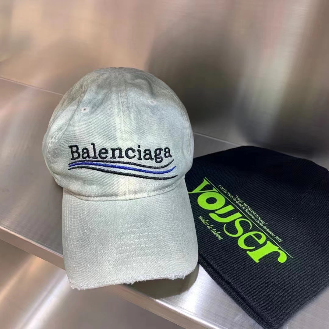 Balenciaga Men's and Women's Solid Color Embroidered Logo Design Cotton Duck Cap Hat #75313
