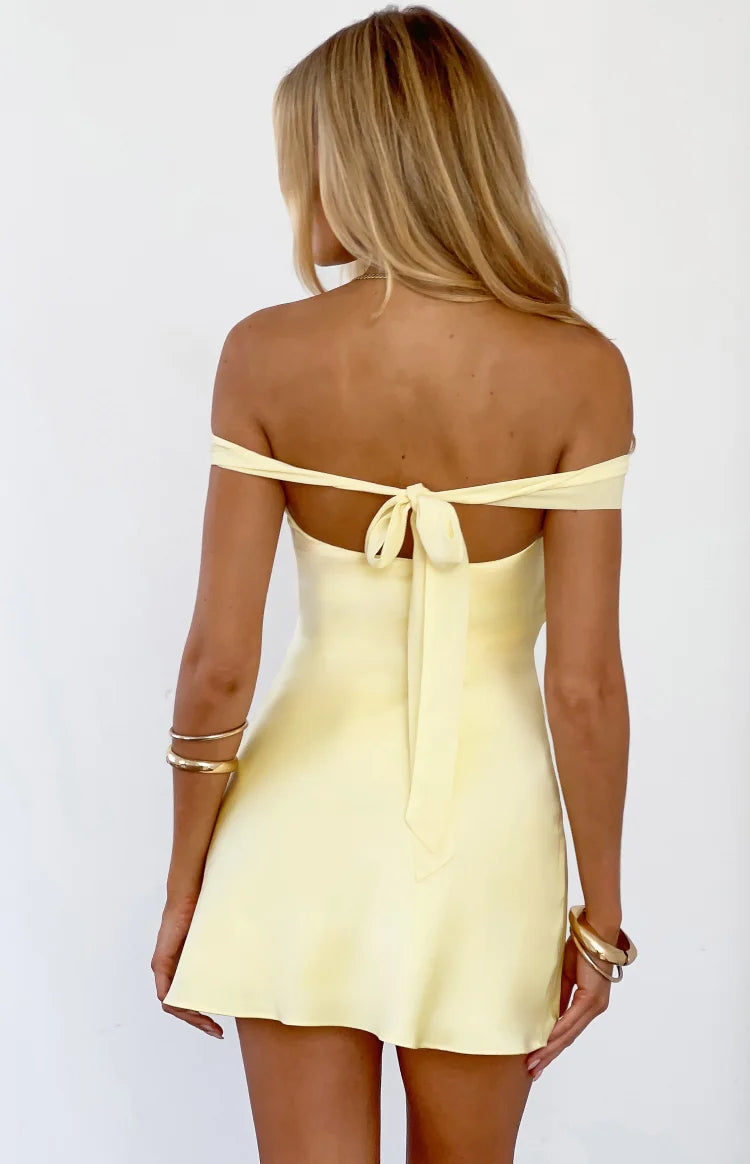 Sandie Yellow Off The Shoulder Mini Dress