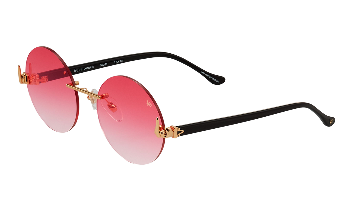 508 Rimless Drill Mount F.U. Edition 24KT Yellow Gold / Black / Fire Red Gradient DMMF2 0008 16T6