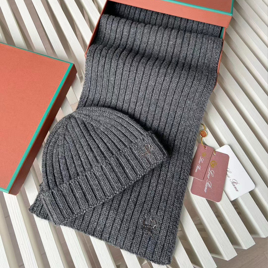 Loro Piana Cashmere Knit Hat Scarf Set #6664