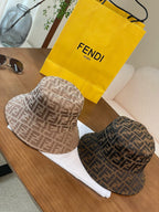 Fendi Women's Solid Colour Monogrammed Satin Fabric Fisherman's Hat Cap #76877