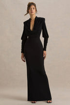 Kaylee | Black Cowl-Neck Maxi Dress With Draping Details