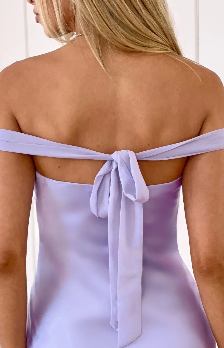 Sandie Lilac Off The Shoulder Mini Dress