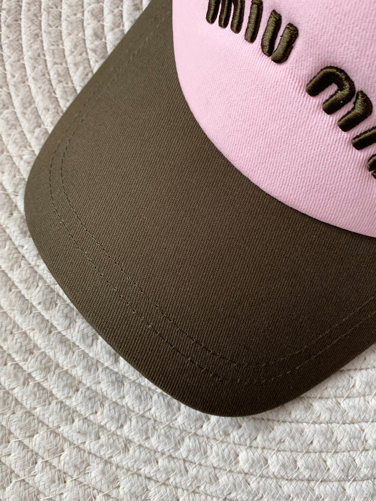 MiuMiu Men's and Women's Colorblocking Embroidered Lettered Duck Hat Cap #76282