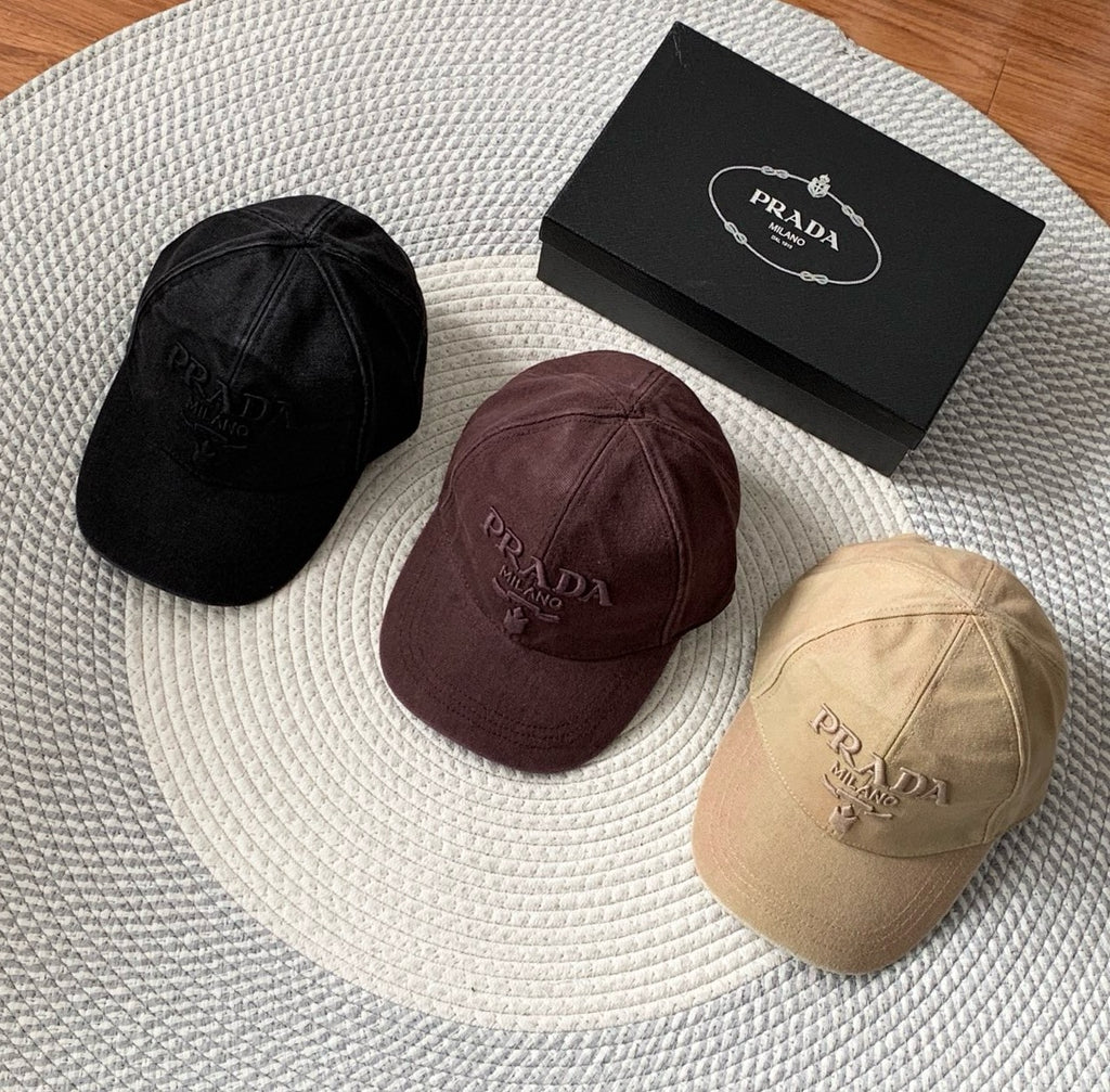 Prada Men's Women's Spring And Summer Solid Colour Logo Embroidery Baseball Cap Fashion High Street Casual Hundred Hat #76153