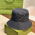 Gucci Women's Solid Color Monogrammed Cowboy Fisherman's Hat Cap #76444