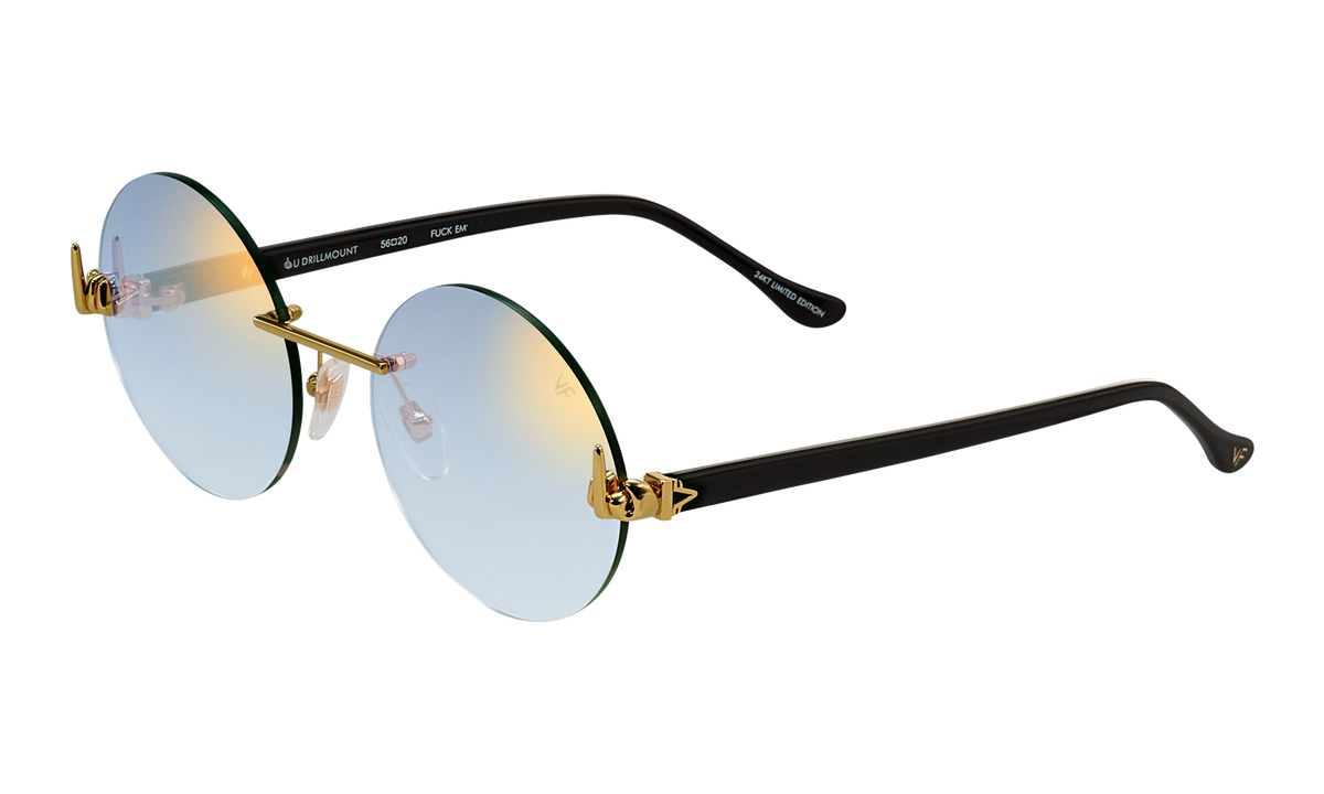508 Rimless Drill Mount F.U. Edition 24KT Yellow Gold / Black / Flash Grail DMMF2 0004 9B2