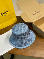 Fendi Men's And Women's Solid Colour Letters Jacquard Tassel Burlap Denim Fisherman Cap Baseball Hat #76889