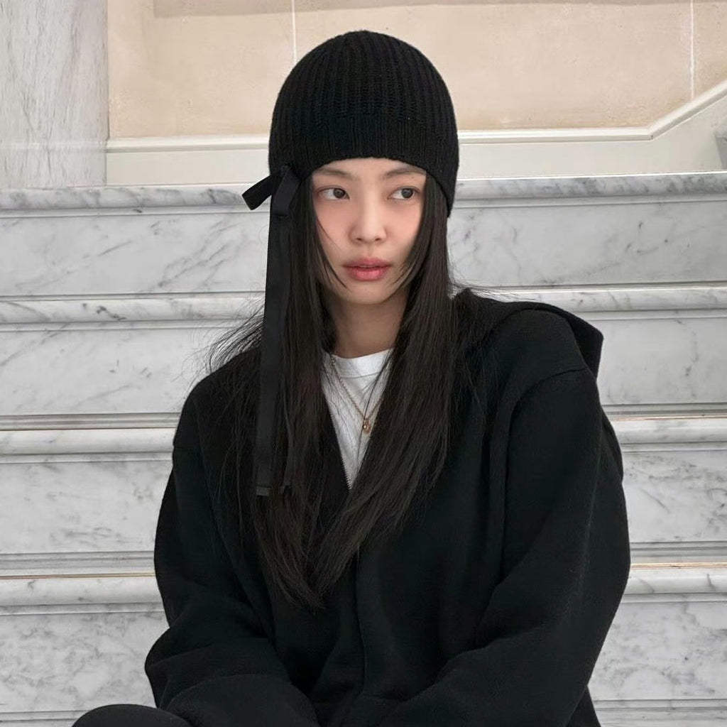Chanel Women's Fall/Winter Black Floppy Knit Hat Cap #72794