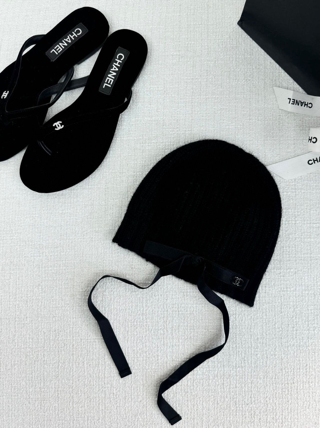 Chanel Women's Fall/Winter Black Floppy Knit Hat Cap #72794
